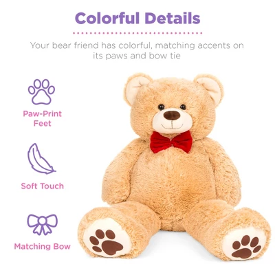 Best Choice Products 38in Giant Soft Plush Teddy Bear Stuffed Animal Toy W/ Bow Tie, Footprints 5 Best Choice Products 38in Giant Soft Plush Teddy Bear Stuffed Animal Toy W/ Bow Tie, Footprints - Image 3