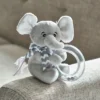 Bearington Collection Lil' Spout Plush Stuffed Animal Gray Elephant Ring Rattle, 5.5"