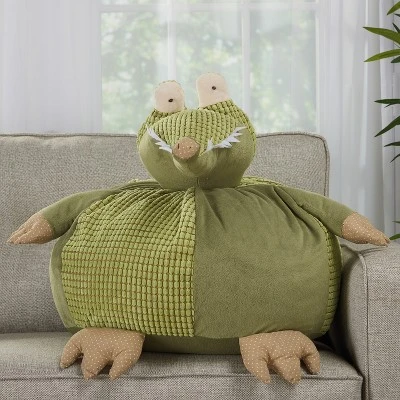 Mina Victory Crocodile Pouf Green 18" X 18" Stuffed Animal 4 Mina Victory Crocodile Pouf Green 18" X 18" Stuffed Animal - Image 2