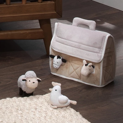 Lambs & Ivy Baby Farm Plush Barn With 4 Stuffed Animals Toy - Taupe/Gray/White 6 Lambs & Ivy Baby Farm Plush Barn With 4 Stuffed Animals Toy - Taupe/Gray/White - Image 4