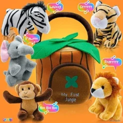 Baby Plush Talking Stuffed Animals Jungle 6 Pcs Set With Carrier For Kids Includes Jungle House, Elephant, Tiger, Lion, Zebra, And Monkey - Play22usa -Stuffed Toys Store GUEST 64bda3ab 4f46 4551 9125 c77d11a364c8