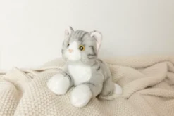 Bearington Collection Lil' Socks Small Plush Stuffed Animal Gray Striped Tabby Cat, 8"