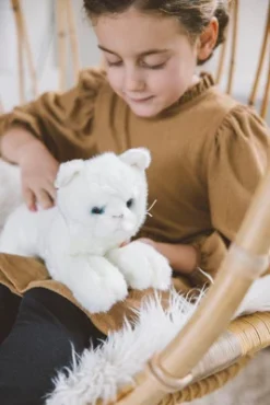 Bearington Muffin Plush Stuffed Animal White Cat, Kitten 15 Inch