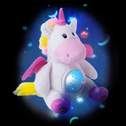 Dazmers Stuffed Unicorn Star Projector Night Light For Kids - Lullabies Sounds Sleep Aid Plush
