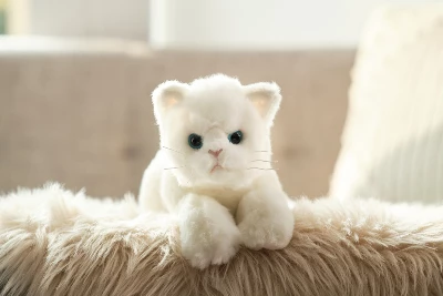 Bearington Muffin Plush Stuffed Animal White Cat, Kitten 15 Inch 4 Bearington Muffin Plush Stuffed Animal White Cat, Kitten 15 Inch - Image 2