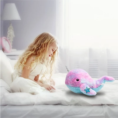 FAO Schwarz Glow Brights Toy Plush LED With Sound Narwhal 17" Stuffed Animal 6 FAO Schwarz Glow Brights Toy Plush LED With Sound Narwhal 17" Stuffed Animal - Image 4